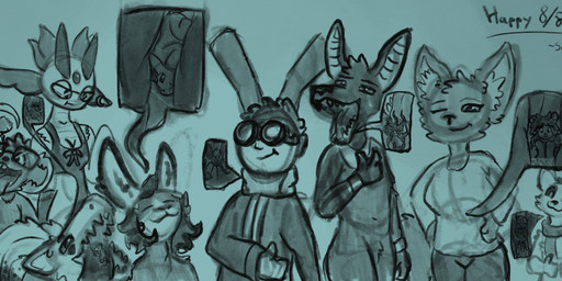 anthro breasts clothed clothing eyebrows eyes_closed eyewear female feral fully_clothed fur glasses goggles group hair happy horn internal large_group male micro nude open_mouth simple_background smile tail teeth text tongue tongue_out vore scottglass canid canine equid equine horse lagomorph leporid mammal mouse murid murine pony rabbit rodent scalie absurd_res artist_name hi_res sketch