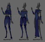 anthro breasts clothed clothing cybernetics female machine simple_background sketchy synthetic tall text the_dark_skull android canid canine canis cyborg jackal mammal robot absurd_res digital_media_(artwork) guide_lines hi_res sketch sketch_page