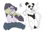 abs anthro armpit_hair biceps body_hair chest_hair cigarette clothed clothing happy_trail male muscular muscular_anthro muscular_male obliques pecs ribs scar smoking solo triceps shtarfish beastars gouhin_(beastars) bear giant_panda mammal 2018 4:3