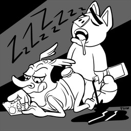 bodily_fluids bottle container doggystyle drooling drunk duo from_behind_position male male/male saliva sex sleeping sound_effects substance_intoxication tongue tongue_out vowelless vowelless_sound_effect zzz pickleboy comedy_central drawn_together spanky_ham wooldoor_sockbat domestic_pig mammal sockbat_(species) suid suine sus_(pig) 1:1 monochrome