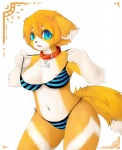 4_fingers areola big_breasts bikini blonde_hair blue_eyes bone breasts butter_(nāsheru) camel_toe canine clothed clothing collar curves cute dog female fluffy fluffy_tail hair hi_res knot looking_at_viewer mammal markings navel nāsheru pulling skimpy solo stripes swimsuit tag tight_clothing undressing voluptuous wide_hips
Rating: Questionable
Score: 37
User: Darkewulf
Date: May 11, 2013