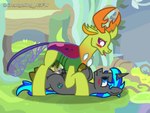 blush bodily_fluids changeling_hive cum cum_on_penis duo feral genital_fluids genitals horn lying male male/male on_back penis size_difference tongue tongue_out wasisi friendship_is_magic hasbro my_little_pony mythology fan_character thorax_(mlp) arthropod changeling equid equine horse mammal mythological_creature mythological_equine pony reformed_changeling unicorn 4:3 absurd_res hi_res
