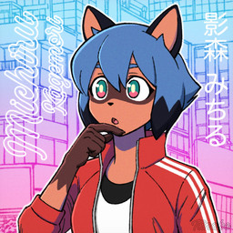 anthro breasts brown_body building city clothed clothing facial_markings female gloves_(marking) hand_on_chin head_markings jacket markings mask_(marking) medium_breasts multicolored_eyes neon open_mouth orange_body outline shirt solo text three-quarter_view topwear track_jacket white_outline toru_tanabe brand_new_animal studio_trigger michiru_kagemori canid canine mammal raccoon_dog tanuki 1:1 bust_portrait character_name english_text hi_res icon japanese_text portrait signature translated
