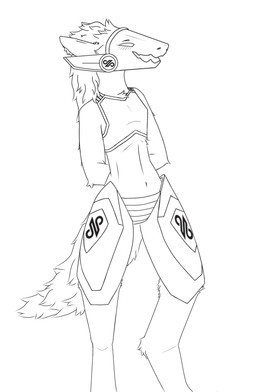 blush blush_lines chest_tuft hair hands_behind_back long_hair machine male navel open_mouth protogen_armor protogen_face protogen_visor smile solo standing tail tuft anonymous_artist protogen absurd_res digital_media_(artwork) hi_res