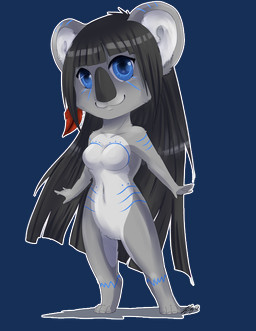 4_toes 5_fingers :3 anthro bangs big_ears big_head big_nose black_hair black_nose blue_eyes blue_pupils bodypaint breasts closed_smile face_paint featureless_breasts featureless_crotch feet female fingers fur grey_body grey_fur hair light long_hair looking_at_viewer medium_breasts mouth_closed multicolored_body multicolored_fur nude nude_anthro nude_female outline pupils simple_background smile smiling_at_viewer solo standing straight_legs toes transparent_background white_outline gaelfox cicuatl_(sturmbringer) koala mammal marsupial vombatiform 2013 alpha_channel colored digital_drawing_(artwork) digital_media_(artwork) english_description full-length_portrait lighting portrait shaded