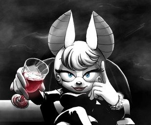 alcohol anthro beverage blue_eyes container cup drinking_glass female female_anthro glass glass_container glass_cup lips looking_at_viewer sitting smile smiling_at_viewer solo wine wine_glass yanimae sega sonic_the_hedgehog_(series) rouge_the_bat bat mammal 2014 black_and_white_and_red