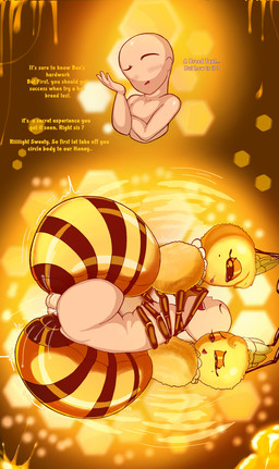 ambiguous_fluids anal anal_penetration anthro arthropod_abdomen arthropod_abdomen_genitalia arthropod_abdomen_penetration arthropod_abdomen_penis arthropod_abdomen_vulva asking asking_another asking_how balls beehive beehive_frame bodily_fluids catch catching crown dialogue drop enjoying enjoyment female flying food fountain from_behind_position from_front_position genital_fluids genitals group happy headgear honey_(food) honey_drip intersex intersex/male looking_at_another looking_pleasured lucky_pierre lying male male/female male_penetrated motion_lines movement multicolored_body nervous on_back open_mouth penetrating_while_penetrated penetration penile penile_penetration penis penis_in_ass raised_hand seductive sex shaking simple_background size_difference small_balls smaller_male smile text tongue tongue_out tremble_lines tremble_spikes trembling trembling_for_pleasure trio vaginal_fluids vulva wet_balls wide_abdomen wings yellow_background spikelove15 anon fan_character fluffy_belle_(spikelove15) flutty_belle_(spikelove15) arthropod bee honey_bee human hymenopteran insect mammal queen_bee absurd_res english_text hi_res