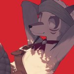 accessory anthro hands_behind_head headband male shirtless slim solo yellow_eyes a_vwxyz anothereidos_of_dragon_vein_r amorey canid japanese_kobold kobold mammal scalie 1:1