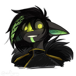 anthro black_hair clothing coat dress fangs female glowing glowing_eyes grey_body hair smile solo teeth topwear yellow_eyes airfly-pony lobotomy_corporation project_moon binah_(project_moon) chloe_(airfly-pony) chloe_the_bat_(vtuber) bat leaf-nosed_bat mammal microbat yangochiropteran 1:1 2025 digital_media_(artwork) hi_res portrait
