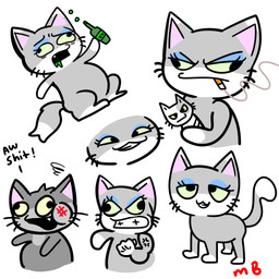 alcohol anthro beverage cigarette duo female feral male punch solo tail teeth text lpspets1 fan_character gray_cat_(alienmyth64) white_cat_(alienmyth64) domestic_cat felid feline felis mammal 1:1 absurd_res digital_media_(artwork) english_text hi_res