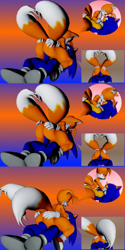 5_panel anal anal_penetration anthro big_penis blue_body bodily_fluids cowgirl_position cum cum_inside duo from_front_position fur genital_fluids genitals kiss_on_lips kissing male male/male nude on_bottom on_top orange_body orange_fur penetration penis sex tail mmdinngdonng sega sonic_the_hedgehog_(series) miles_prower sonic_the_hedgehog canid canine eulipotyphlan fox hedgehog mammal 3d_(artwork) absurd_res digital_media_(artwork) hi_res