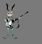 alternative_fashion anthro bdsm bondage bound dominant goth latex male solo submissive submissive_male wounded_demon rabbit_whore hare lagomorph leporid mammal rabbit absurd_res hi_res