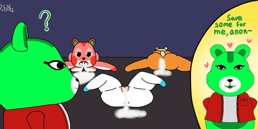 after_sex anthro big_breasts big_butt bodily_fluids breast_squish breasts butt cum cum_in_ass cum_in_mouth cum_in_vagina cum_inside female flirting flirting_with_viewer genital_fluids group heart_symbol looking_at_viewer looking_pleasured question_mark squish standing twitching rubidiumnitride animal_crossing nintendo anon apple_(animal_crossing) flurry_(animal_crossing) soleil_(animal_crossing) trixie_(rubidiumnitride) cricetid hamster mammal rodent