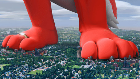 4_toes anthro black_pawpads building city cityscape cloud destruction digit_ring feet foot_focus footprint jewelry landscape macro male pawpads paws ring soles solo toe_ring toes boyonomo canid mammal 3d_(artwork) 3d_animation animated digital_media_(artwork) low_res short_playtime