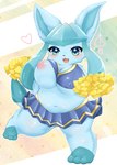 anthro anthrofied big_breasts blush breasts clothed clothing female huge_breasts pokemorph solo thick_thighs puniwanko nintendo pokemon canid eeveelution generation_4_pokemon glaceon mammal pokemon_(species) absurd_res hi_res