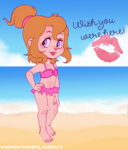 anthro beach bikini clothing female looking_at_viewer open_mouth sand seaside simple_background sky smile smiling_at_viewer solo swimwear two-piece_swimsuit water young young_anthro young_female midnightgospel alvin_and_the_chipmunks brittany_miller chipmunk ground_squirrel mammal rodent sciurid digital_media_(artwork)