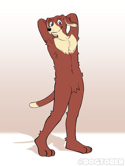 3_toes ambiguous_anthro ambiguous_gender anthro biped brown_body brown_fur feet fur looking_at_viewer solo standing toes dogtober canid canine canis domestic_dog mammal