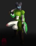 anthro armor balls big_balls big_penis biped bottomwear brown_clothing clothing footwear fur genitals glans green_body green_clothing green_fur green_tail gun half-erect holding_gun holding_object holding_ranged_weapon holding_shotgun holding_weapon huge_balls huge_penis humanoid_genitalia humanoid_penis legwear male pants penis pink_penis ranged_weapon scar shotgun solo tail topwear weapon white_balls white_body white_fur white_penis white_tail succubusbnny cesar_(cesaroma71) canid canine canis mammal wolf 2021 absurd_res hi_res signature