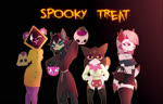 anthro cosplay disguise female group holidays jack-o'-lantern multi_tail tail trick-or-treating kuwsh epic_games fortnite halloween cuddle_team_leader fishstick_(fortnite) kimiko_five-tails meow_skulls pack_leader_highwire raven_team_leader bear canid canine canis domestic_cat felid feline felis fox mammal wolf animated no_sound short_playtime webm