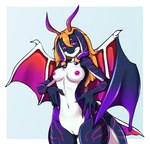 anthro areola breasts female horn nipples nude pose purple_areola purple_nipples smile solo tail wings welive mythology cetacean dolphin dragon hybrid mammal marine mythological_creature mythological_scalie oceanic_dolphin orca scalie toothed_whale absurd_res hi_res pinup