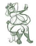 anthro big_breasts breasts cellphone clothed clothing dress electronics female furniture hair hand_behind_head huge_breasts phone selfie sitting solo stool thick_thighs dutch_(artist) misty_the_mouse apple_(dutch) bear giant_panda mammal 2018 hi_res sketch