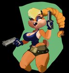 anthro bad_trigger_discipline belt big_breasts big_butt bottomwear breasts butt cleavage clothed clothing cosplay female gun hair handgun hotpants long_ears makeup mascara open_mouth pistol ponytail ranged_weapon shirt shorts side_boob small_waist solo tank_top thick_thighs topwear weapon wide_hips crabtopus looney_tunes tomb_raider warner_brothers lara_croft lola_bunny lagomorph leporid mammal rabbit hi_res