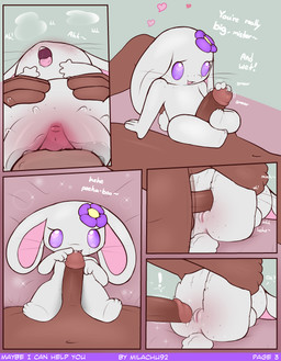 anthro anus bed bedroom bedroom_sex bodily_fluids breath cotton_tail cunnilingus cunnilingus_pov drooling duo erection faceless_character female female_on_human first_person_view flat_chested flower freckles furniture genital_fluids genitals heart_symbol human_on_anthro interspecies loli long_ears looking_pleasured male male/female male_on_anthro moan oral panting plant precum purple_eyes purple_flower saliva sex size_difference smaller_anthro smaller_female thigh_sex tongue tongue_out vaginal vulva whiskers young young_anthro young_female milachu92 lantha human humanoid lagomorph leporid mammal rabbit absurd_res comic hi_res adult_(lore)