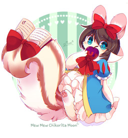 accessory alternative_fashion anthro apple blue_eyes book bow_(feature) bow_accessory bow_ribbon clothed clothing dress female food fruit fur furgonomics hair hair_accessory hair_bow hair_ribbon hime_lolita j-fashion lolita_(fashion) lolita_dress paws plant ribbons simple_background solo tail tail_accessory tail_bow tail_ribbon chikorita_moon konami toei_animation yu-gi-oh! fairy_tail-snow duel_monster fairy_tail_(archetype) mammal rodent sciurid tree_squirrel 2018 hi_res