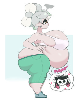 after_vore belly big_belly big_breasts big_butt breasts butt digestion fatal_vore female female_pred grey_hair hair huge_breasts overweight solo vore weight_gain yellow_eyes dwps nintendo splatoon marie_(splatoon) aquatic cephalopod inkling mollusk 2025 hi_res