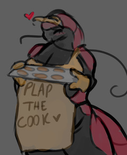 anthro apron apron_only baked_goods big_breasts breasts clothed clothing female huge_breasts hyper hyper_breasts partially_clothed slightly_chubby solo mochi_milkies xola_(mochi_milkies) arthropod centipede myriapod sketch unfinished
