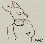 anthro clothing female leaning leaning_backward muscular muscular_female narrowed_eyes scar shirt solo tank_top topwear asphalt_(artist) morg_(spaceface404) kangaroo macropod mammal marsupial aliasing digital_media_(artwork) half-length_portrait oekaki portrait restricted_palette signature