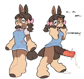 accessory animal_genitalia animal_penis anthro balls big_balls big_penis biped bodily_fluids bow_ribbon breasts brown_body brown_fur brown_hair clothing cum cum_drip dialogue dripping ejaculation embarrassed equine_genitalia equine_penis erection eyelashes eyewear freckles fur genital_fluids genitals glasses gynomorph hair hair_accessory hair_bow hair_ribbon hands-free horizontal_pupils huge_penis hyper hyper_genitalia hyper_penis intersex medial_ring medium_breasts open_mouth overalls penis pigtails pink_inner_ear pupils ribbons round_glasses shirt simple_background solo spontaneous_ejaculation standing tail tan_body tan_fur text topwear undershirt vein veiny_penis white_background batruse nintendo pokemon josie_may_(batruse) equid equine generation_7_pokemon horse mammal mudbray pokemon_(species) 2019 english_text hi_res multiple_images trans_(lore) trans_woman_(lore)