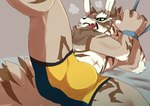 abs angry anthro bdsm bound bulge clothing countershading green_sclera male shirtless solo spread_legs spreading underwear nokia1124_a lifewonders tokyo_afterschool_summoners seth_(tas) canid canine canis jackal mammal hi_res