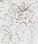 2015 anthro apode bow_(feature) bow_accessory breasts crossed_arms draconcopode elpatrixf english_text female generation_1_pokemon gyarados lamia legless naga navel nintendo non-mammal_breasts nude pokemon pokemon_(species) pokemorph reptile scalie serpentine simple_background sketch snake solo spanish_text split_form teeth text traditional_media_(artwork) translated