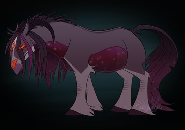 feathers feral fur glowing glowing_eyes hooves horn male mouth_closed multi_eye nude solo spikes tail tail_feathers atimon demon equid equine horse mammal 2025 signature