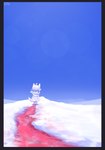anthro blood blue_eyes bodily_fluids clothed clothing empty_eyes fur hat headgear headwear male outside simple_eyes sky snow solo standing tail topwear white_body white_clothing white_fur white_hat white_headwear white_tail white_topwear rz54 rz54_(rz54) felid mammal absurd_res hi_res