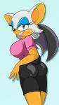 anthro butt butt_pose female looking_back pose simple_background solo wings nasiri_(artist) sega sonic_the_hedgehog_(series) rouge_the_bat bat mammal 9:16 absurd_res hi_res