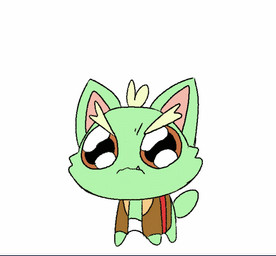 ambiguous_gender angry brown_eyes clothed clothed_feral clothing fangs feral fur glistening glistening_eyes green_body green_fur open_mouth pointy_ears prick_ears simple_background solo tail teeth toony white_background karina_farek drawfee_(copyright) drawtectives pop_cat gyorik_rogdul piss_boy_(drawtectives) domestic_cat felid feline felis mammal animated digital_media_(artwork) meme