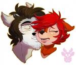 anthro black_hair blush duo eyes_closed eyewear female freckles fur glasses grey_body grey_fur hair kissing male open_mouth red_hair simple_background tan_body tan_fur white_background conditional_dnp discordmelody xnirox jasmine_ivory markisquirrel mammal rodent sciurid tree_squirrel watermark