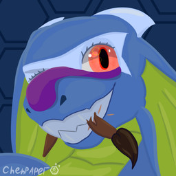 anthro bared_teeth blinking solo teeth wide_smile chehpaper mythology dragon mythological_creature mythological_scalie scalie 1:1 headshot_portrait icon portrait