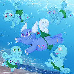 blush blush_stickers bodypaint bottomwear clothing loincloth male markings shell-less swimming tribal tribal_markings underwater water k_vicko nintendo pokemon zenakumi generation_1_pokemon pokemon_(species) squirtle wartortle 1:1 absurd_res hi_res