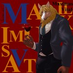 alcohol angry anthro beverage blonde_hair bulge clothing container cup drinking_glass glass glass_container glass_cup hair holding_glass holding_object looking_at_viewer male mane muscular muscular_male necktie solo suit wine wine_glass hermesdidit maximus_vital equid equine felid horse hybrid lion mammal pantherine 1:1 hi_res