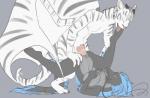 anthro big_breasts black_body blue_hair bodily_fluids breast_grab breasts cum cum_in_pussy cum_inside duo erection eyes_closed female female_penetrated fur gem genital_fluids genitals grey_background grey_whiskers hair hand_on_breast holding_breast leg_grab lying male male/female male_penetrating male_penetrating_female membrane_(anatomy) membranous_wings nipples nude on_back orange_eyes penetration penile penile_penetration penis penis_in_pussy piledriver_position pussy sex simple_background spread_legs spreading standing tail tongue tongue_out vaginal vaginal_penetration whiskers white_body white_fur wings iko asian_mythology east_asian_mythology mythology sora_(eosets) specter_(eosets) bengal_tiger dragon eastern_dragon felid hybrid mammal mythological_creature mythological_scalie pantherine scalie tiger 2013