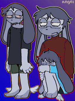 ambiguous_anthro ambiguous_gender anthro bangs cartoon_freckles clothed clothed_ambiguous clothed_anthro clothing eyewear floppy_ears freckled_face freckles fully_clothed fully_clothed_ambiguous fully_clothed_anthro fur glasses grey_body grey_fur lop_ears solo tear_trough gurkspit lagomorph leporid mammal rabbit 3:4 hi_res