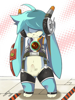 anthro balls countershading crossgender electronics erection foreskin genitals headphones kemono male partially_retracted_foreskin penis shota solo y2k_(graphic_design) young young_anthro young_male mumu vocaloid yamaha_corporation hatsune_miku lagomorph leporid mammal rabbit 2011 source_request