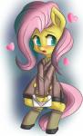 blue_eyes blush bottomwear clothed clothing coat female feral footwear fur hair heart_symbol legwear letter long_hair open_mouth pink_hair shirt shoes skirt socks solo topwear yellow_body yellow_fur fauxsquared friendship_is_magic hasbro my_little_pony fluttershy_(mlp) equid equine horse mammal pony hi_res