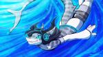 anthro black_hair blue_eyes clothed clothing female fin hair smile solo tail neotheta theta_(neotheta) fish marine shark 16:9 2015 hi_res widescreen