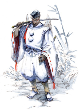 5_fingers anthro asian_clothing back_wings bamboo beak biped bottomwear clothed clothed_anthro clothed_male clothing east_asian_clothing eboshi eyes_closed fingers hakama holding_katana holding_melee_weapon holding_object holding_sword holding_weapon humanoid_hands japanese_clothing kariginu katana male male_anthro melee_weapon scabbard simple_background solo standing sword sword_on_shoulder weapon weapon_on_shoulder wings hirokazu asian_mythology east_asian_mythology japanese_mythology mythology avian tengu yokai 2016