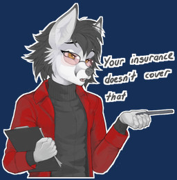 5_fingers anthro black_hair black_nose cheek_tuft clothed clothing dialogue eyewear facial_tuft fingers fur glasses grey_body grey_clothing grey_fur grey_sweater grey_topwear hair holding_object holding_pen jacket open_mouth pen red_clothing red_jacket red_topwear solo standing sweater text topwear tuft white_body white_fur yellow_eyes foxmode canid canine fox mammal red_fox true_fox 2019 alpha_channel english_text