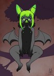 anthro bat_nose bioluminescent_eyes bioluminescent_nipples black_body black_hair branch claws clitoris ear_piercing eyebrows eyewear eyewear_only facial_piercing female flat_chested fur genitals glasses glasses_only green_eyes green_hair green_nose grey_body grey_fur hair loli looking_at_viewer membrane_(anatomy) membranous_wings multicolored_body multicolored_hair navel navel_piercing nipple_piercing nipples nose_piercing nude piercing plant pussy sitting sitting_on_branch skull_accessory smile solo spread_legs spreading teeth toe_claws tree two_tone_body two_tone_hair wearing_glasses wings young young_anthro young_female lichfang bat mammal 2022 hi_res